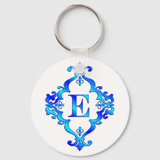 Letter E Blue Key Ring