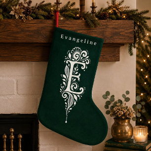 Letter E Botanical Monogram Personalised Stocking