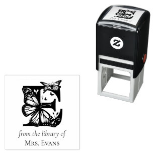 Letter E Butterfly Monogram From the Library Of Self-inking Stamp
