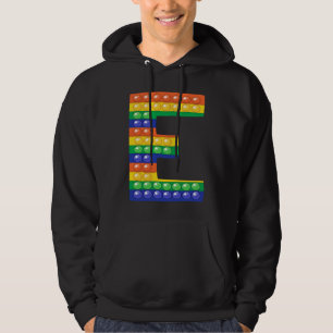 Letter E Capital Alphabet Fidget pop it Funny Matc Hoodie