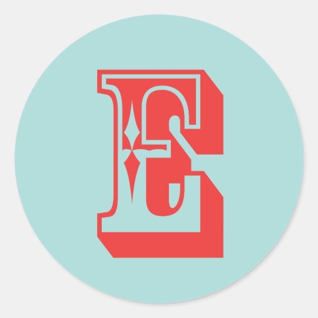 Letter E carnival style monogram initial favour Classic Round Sticker (Front)