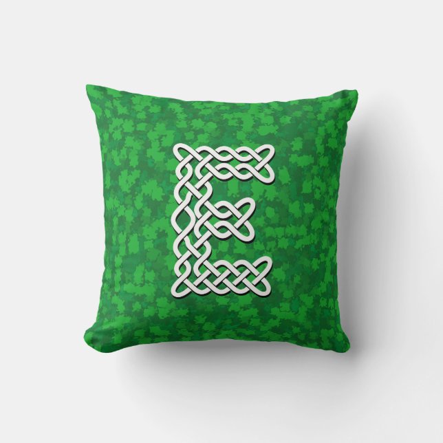 Letter E Celtic Knot Alphabet Cushion (Front)