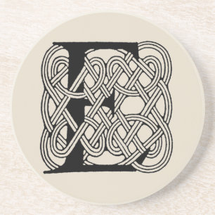 Letter E Celtic Knot Vintage Monogram Coaster