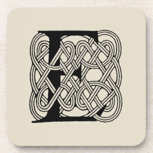Letter E Celtic Knot Vintage Monogram Coaster