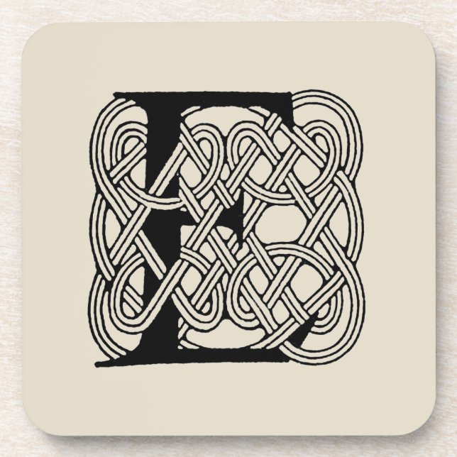 Letter E Celtic Knot Vintage Monogram Coaster (Front)