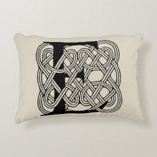 Letter E Celtic Knot Vintage Monogram Decorative Cushion