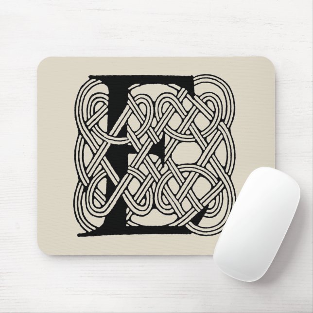 Letter E Celtic Knot Vintage Monogram Mouse Pad (With Mouse)