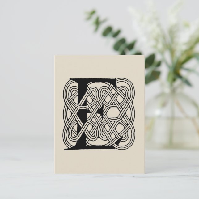 Letter E Celtic Knot Vintage Monogram Postcard (Standing Front)