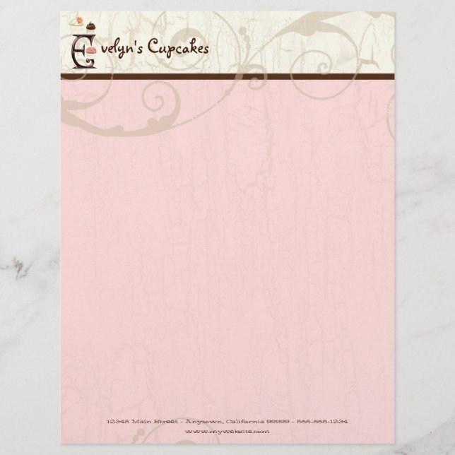 Letter E Cupcake Business Letterhead (Front)
