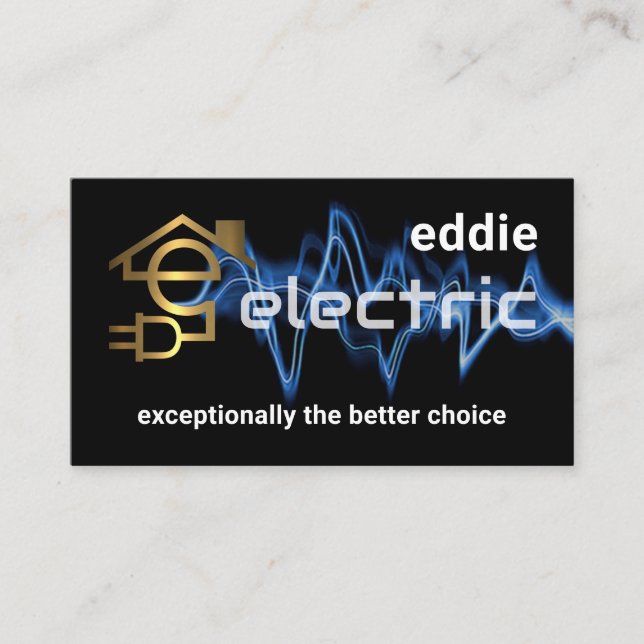 Letter-e Electric Powers Your Name Business Card (Front)