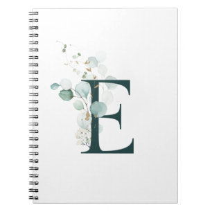 Letter E Eucalyptus and Gold Monogrammed Notebook