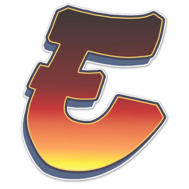 Letter E - flames Sticker (Front)