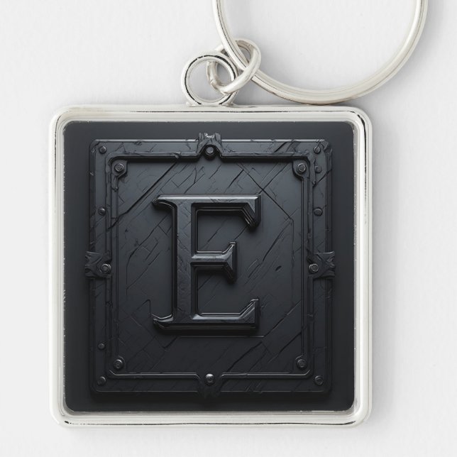 ⚔️ Letter E Gothic Monogram Gift For Him 🔑 Key Ring (Front)