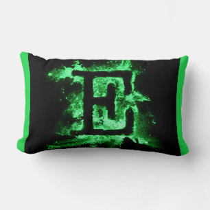 Letter E Green Capital Alphabet Lumbar Cushion