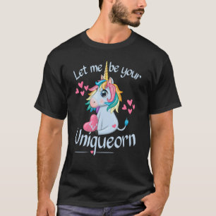Letter E Heart Uniqueorn Couple Valentines Day Uni T-Shirt