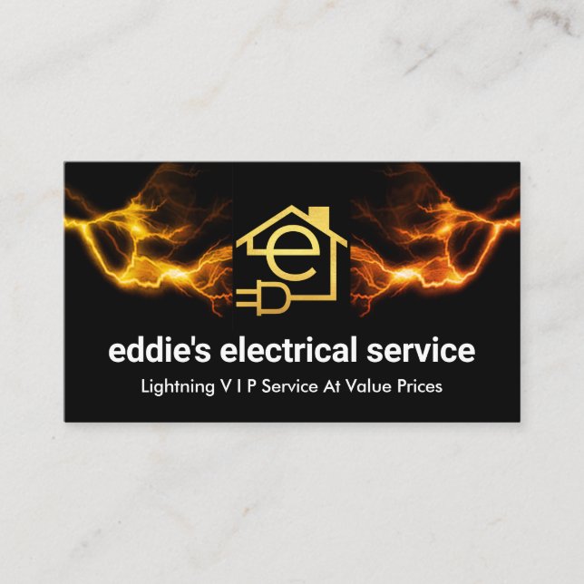 Letter-e Home Electrical Lightning Frame Business Card (Front)