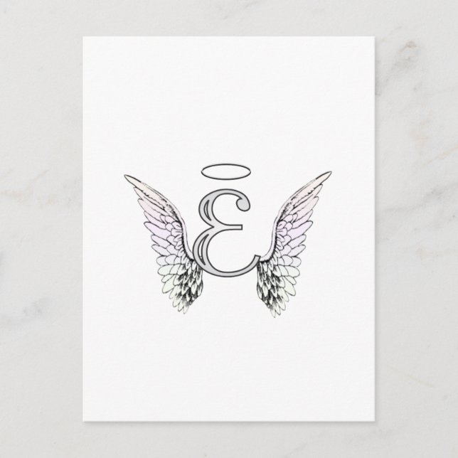 Letter E Initial Monogram with Angel Wings & Halo Postcard (Front)