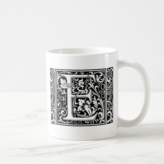 Letter E Mediaeval Monogram Art Nouveau Coffee Mug (Right)