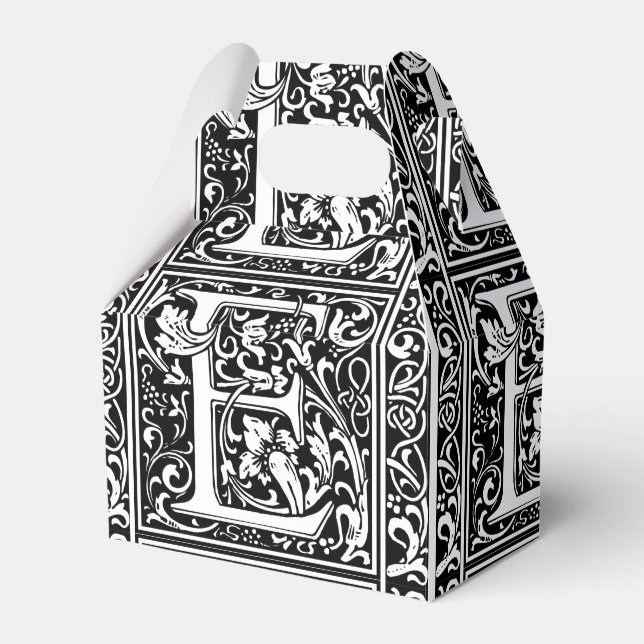 Letter E Mediaeval Monogram Art Nouveau Favour Box (Front Side)