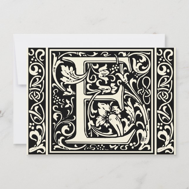 Letter E Mediaeval Monogram Art Nouveau Invitation (Front)