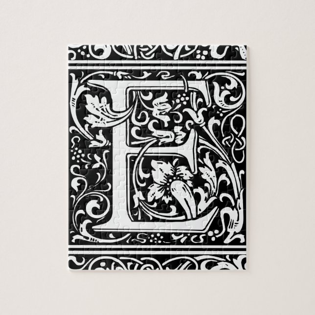 Letter E Mediaeval Monogram Art Nouveau Jigsaw Puzzle (Vertical)