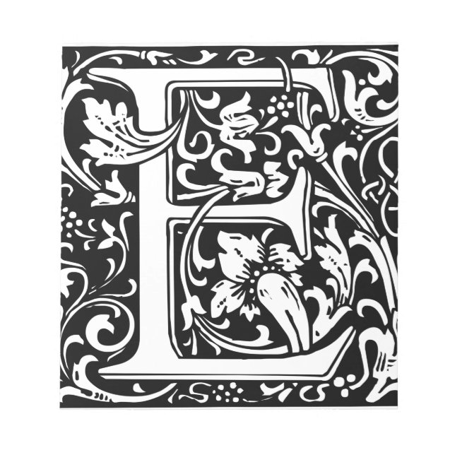 Letter E Mediaeval Monogram Art Nouveau Notepad (Front)