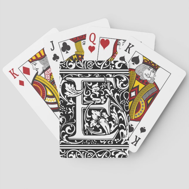 Letter E Mediaeval Monogram Art Nouveau Playing Cards (Back)