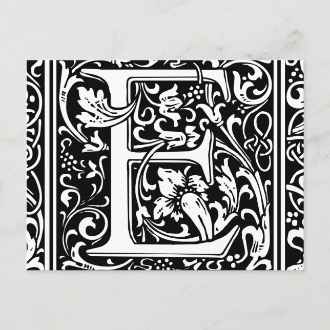 Letter E Mediaeval Monogram Art Nouveau Postcard (Front)