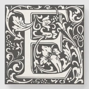 Letter E Mediaeval Monogram Art Nouveau Stone Coaster