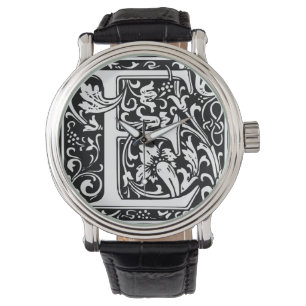 Letter E Mediaeval Monogram Art Nouveau Watch