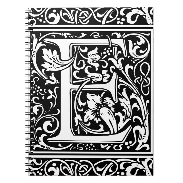 Letter E Medieval Monogram Art Nouveau Notebook (Front)