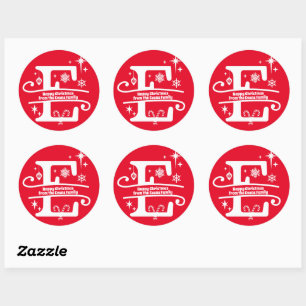 Letter E Monogram Initial Family Name Greeting Classic Round Sticker