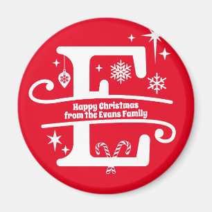 Letter E Monogram Initial Family Name Greeting Magnet