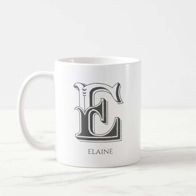 Letter E Monogram Modern Name Coffee Mug (Left)