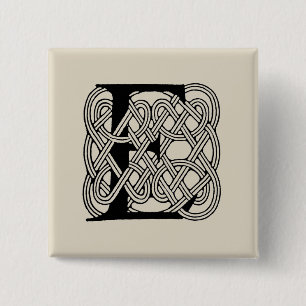 Letter E Monogram Vintage Celtic Knot Print 15 Cm Square Badge