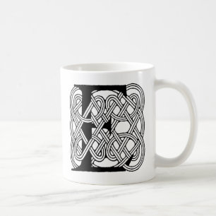 Letter E Monogram Vintage Celtic Knot Print Coffee Mug