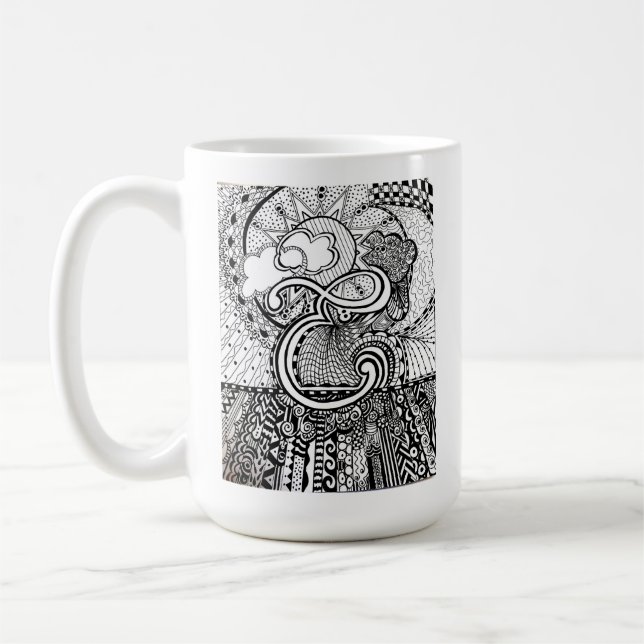 Letter E Mug, Art by Elizabeth Sampson Coffee Mug (Left)