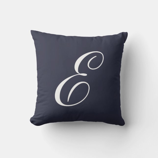 Letter E Navy Blue Monogram Pillow (Front)