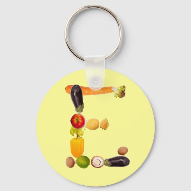 letter "E" of fruits and vegetables Key Ring (Front)