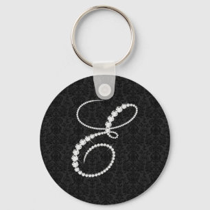 Letter E Sparkling Diamonds-Monogram Key Ring