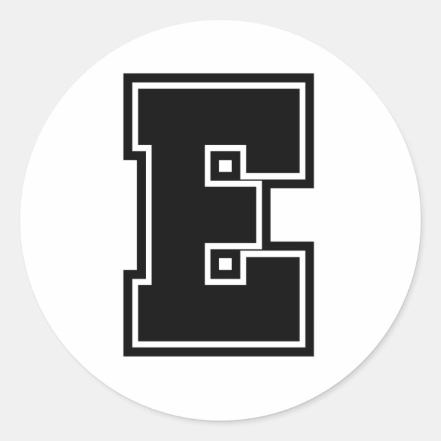 Letter E sporty college font alphabet Classic Round Sticker (Front)