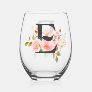 Letter E Stemless Wine Glass