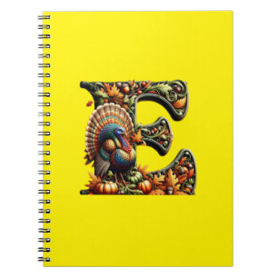 Letter E Thanksgiving style gift Notebook