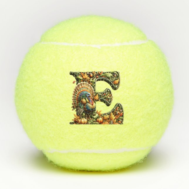 Letter E Thanksgiving style gift  Tennis Balls (Front)
