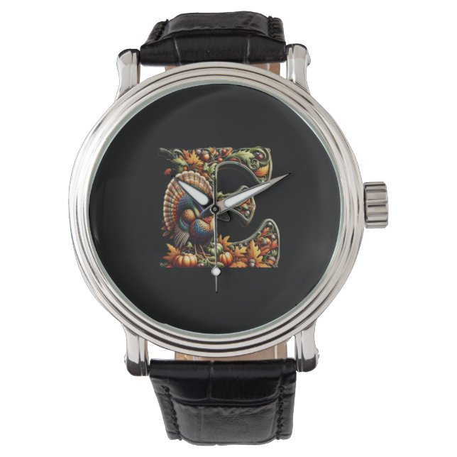 Letter E Thanksgiving style gift  Watch (Front)