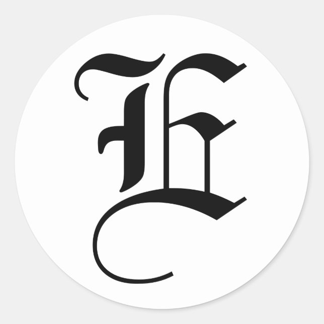 Letter E Wedding Alphabet by Janz White Classic Round Sticker (Front)