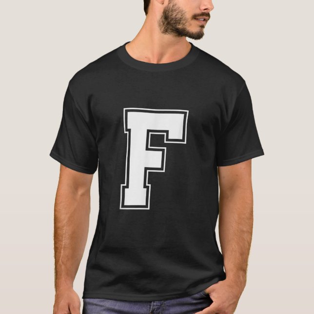 Letter F Alphabet Bold Capital Upper Case Initial  T-Shirt (Front)