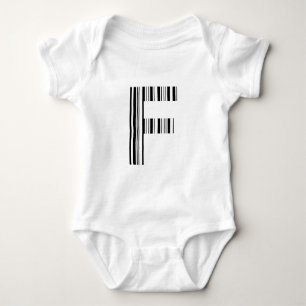 LETTER F BAR CODE First Initial Barcode Pattern Baby Bodysuit
