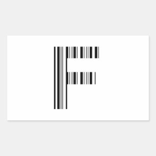 LETTER F BAR CODE First Initial Barcode Pattern Rectangular Sticker