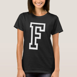 Letter F bold outline in white Large T-Shirt